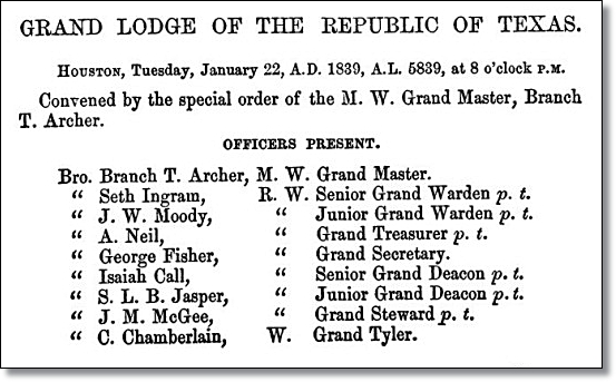 J. W. Moody, Junior Grand Warden, Grand Lodge of Texas